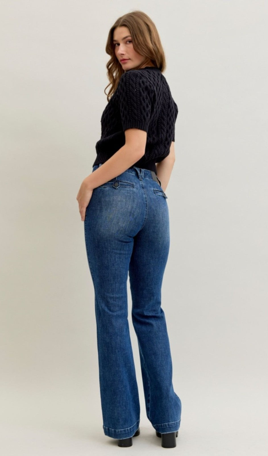 Judy Blue Mid-Rise Trouser Bootcut W/ Tummy Control Jeans