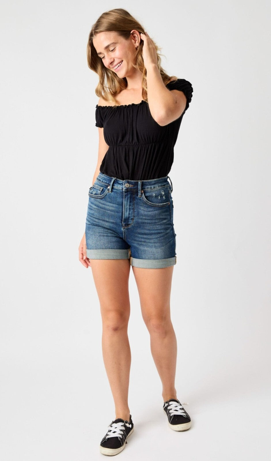 Judy Blue High-Waist Tummy Control Vintage Wash Cuffed Shorts