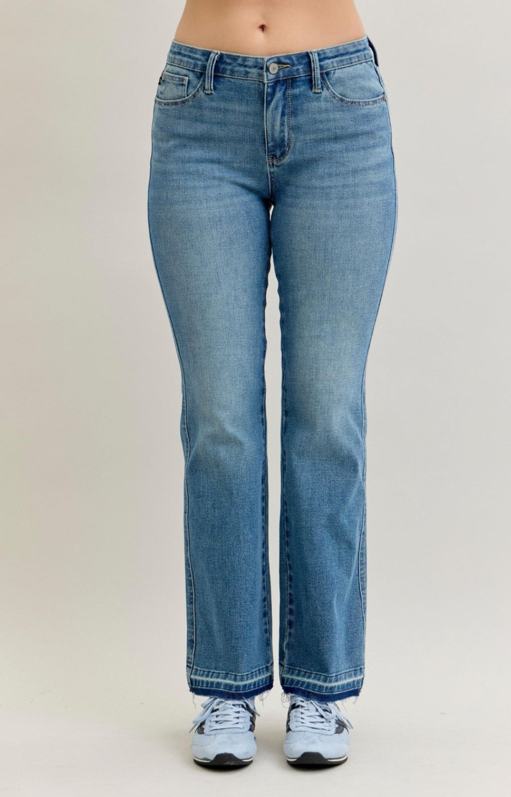 Judy Blue Mid-Rise Slim Fit W/ Tummy Control Release Hem Bootcut Jeans