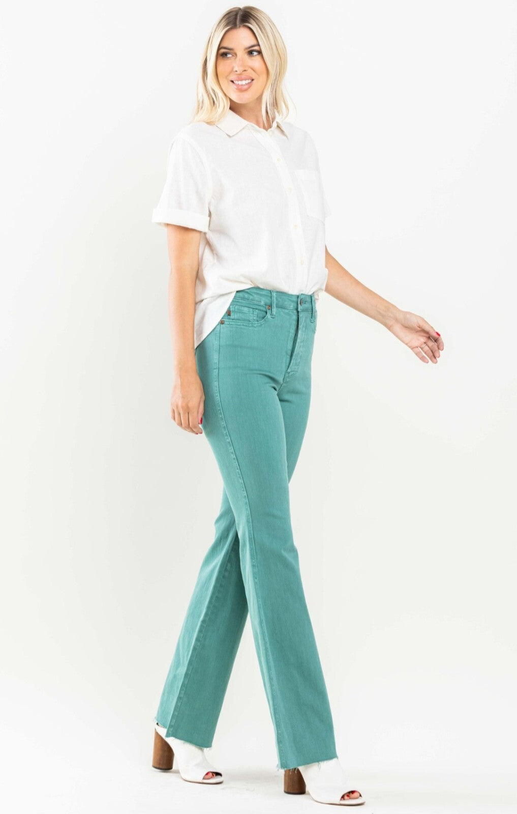 Judy Blue Topaz Dyed High Waist  W/ Tummy Control Flare Jeans