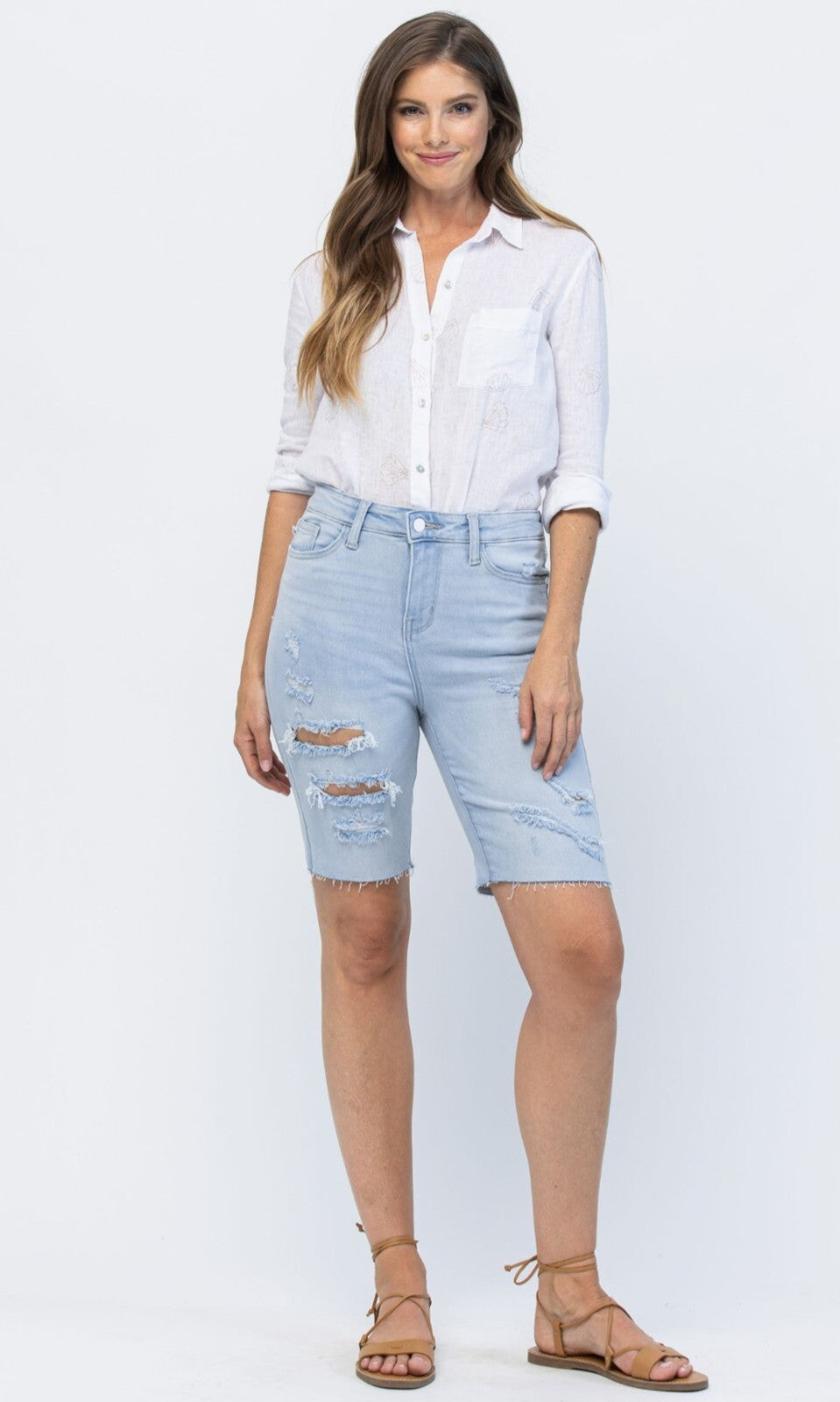 Judy Blue High-Rise Destroyed Cutoff Bermuda Shorts