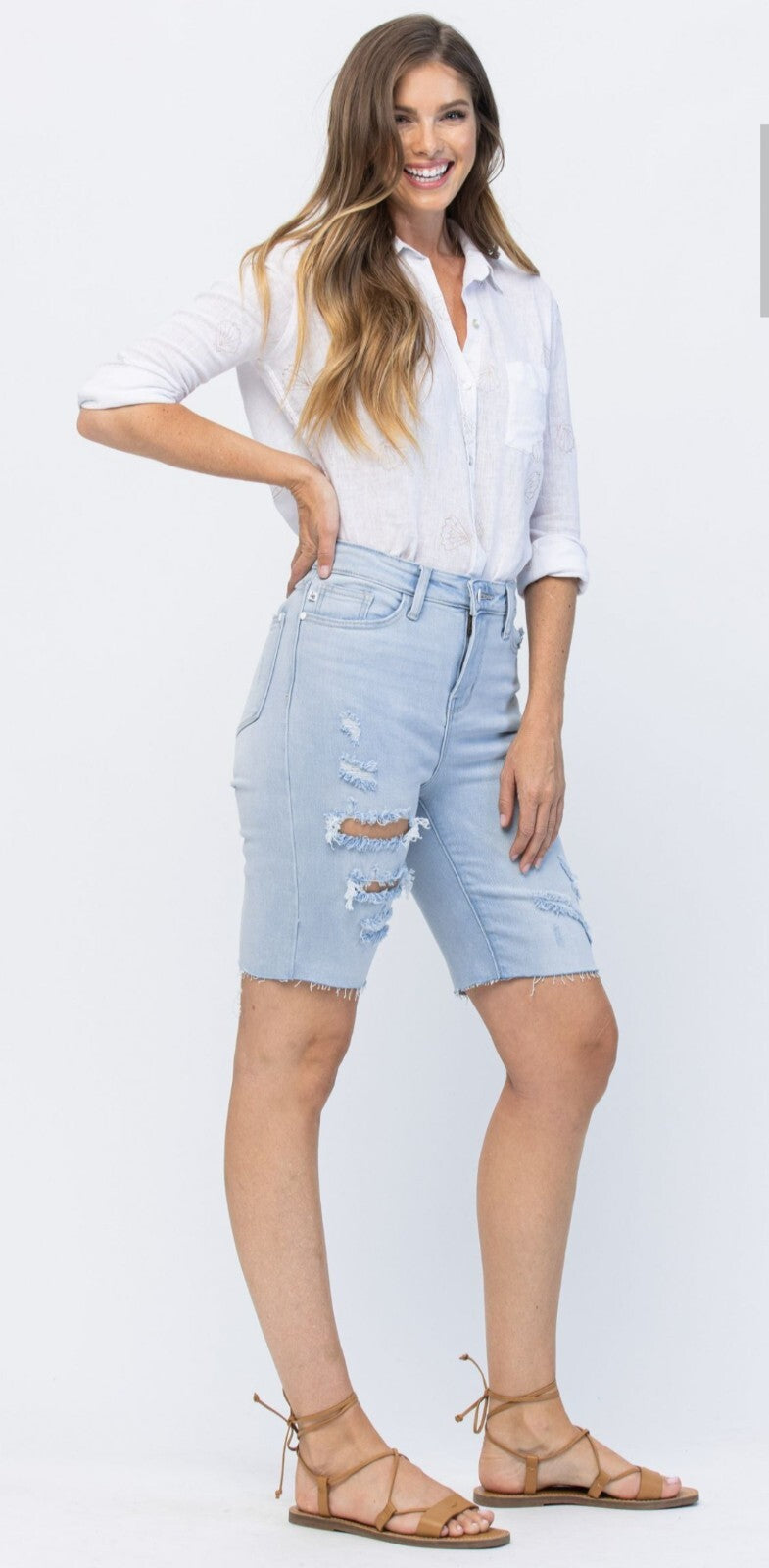 Judy Blue High-Rise Destroyed Cutoff Bermuda Shorts
