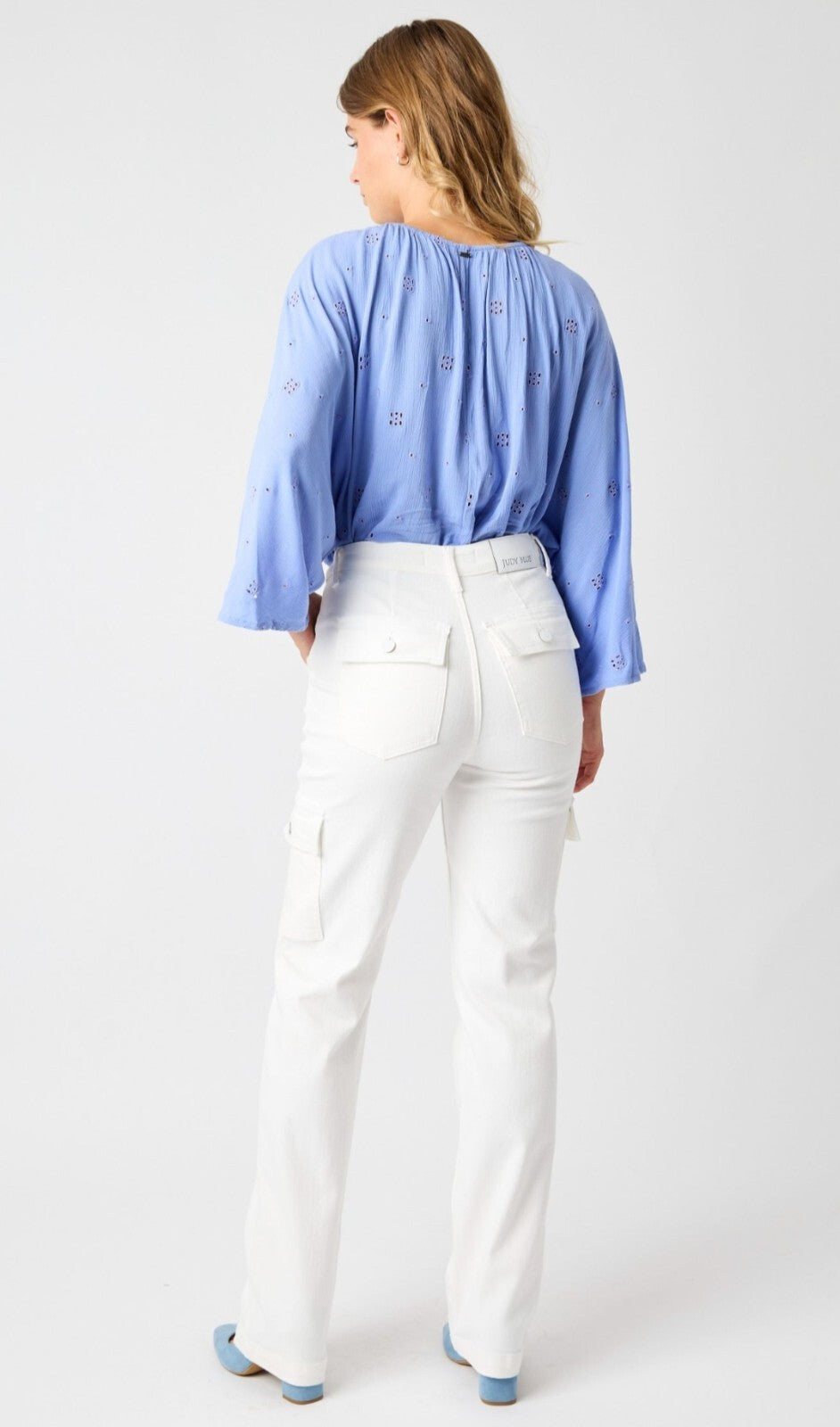 Judy Blue High Waist White Cargo Straight Jeans
