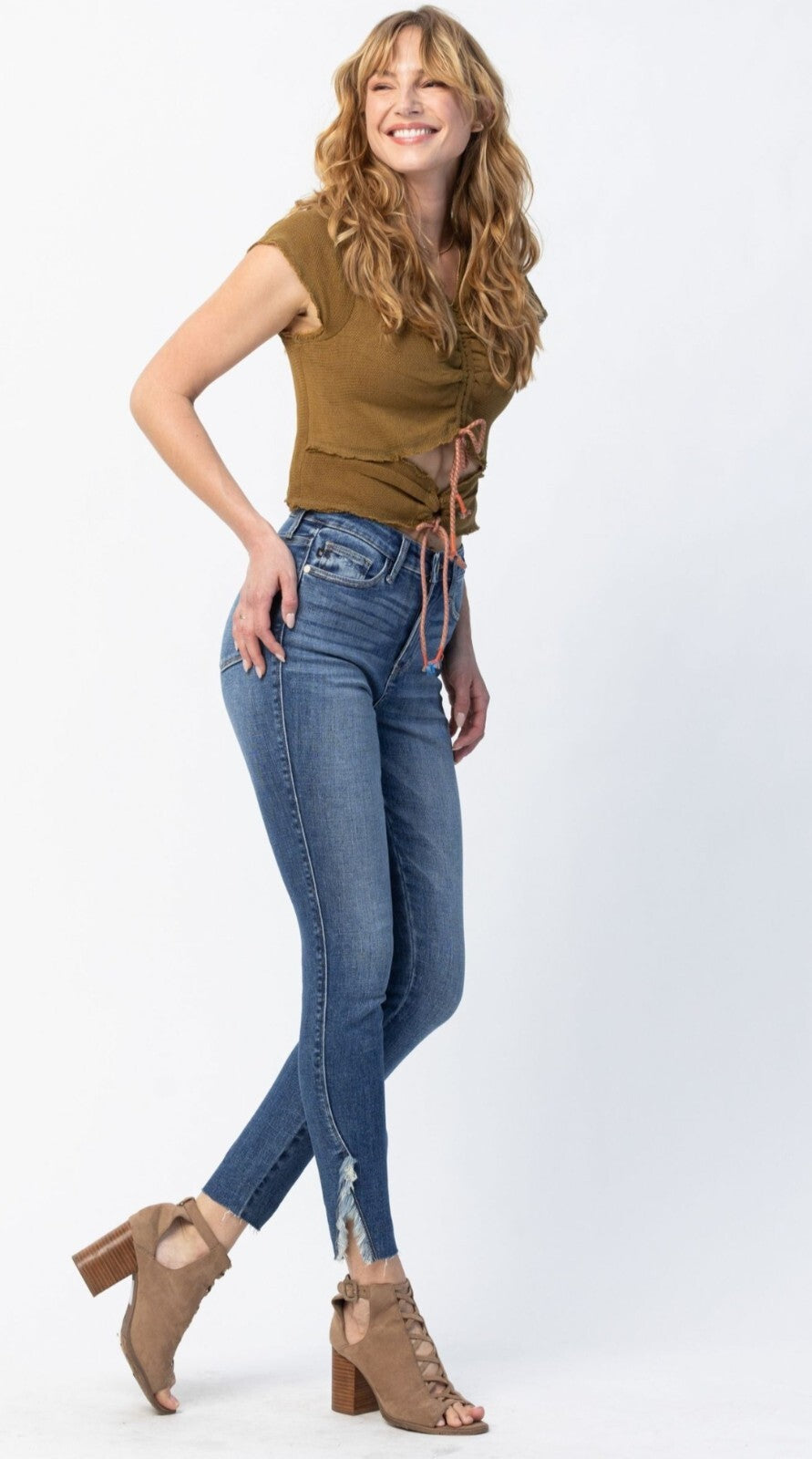 Judy Blue High Waist Skinny With Detail Hem Jeans