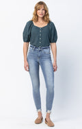 Judy Blue Mid-Rise With a Waistband Detail Skinny Jeans