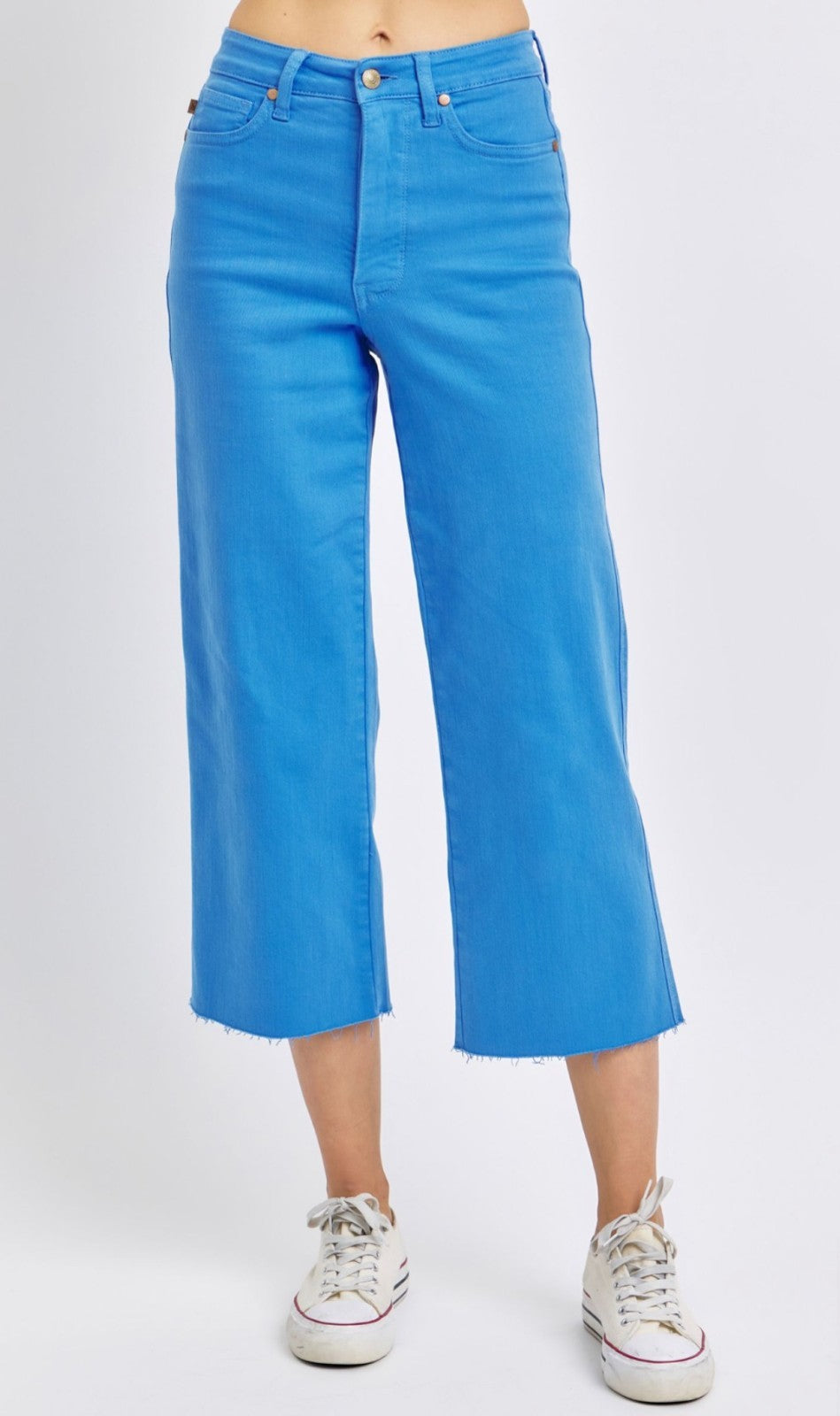Judy Blue High-Rise W/Tummy Control Sky Blue Wide Leg Crop Jeans