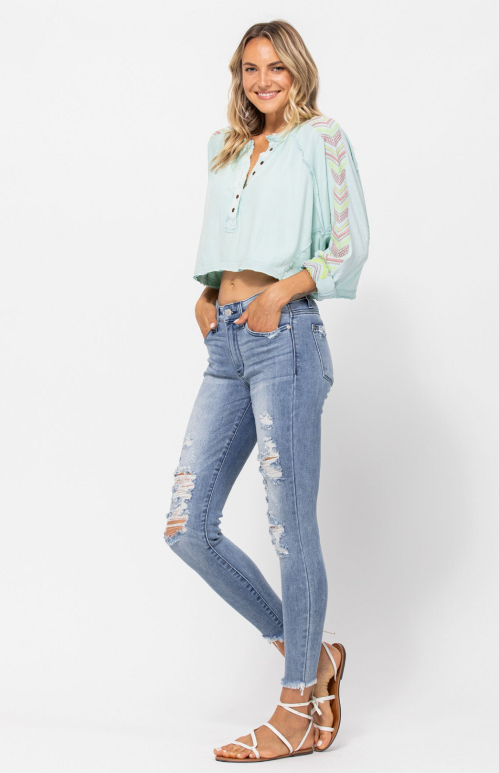 Judy Blue Mid-Rise Destroyed Skinny Jeans
