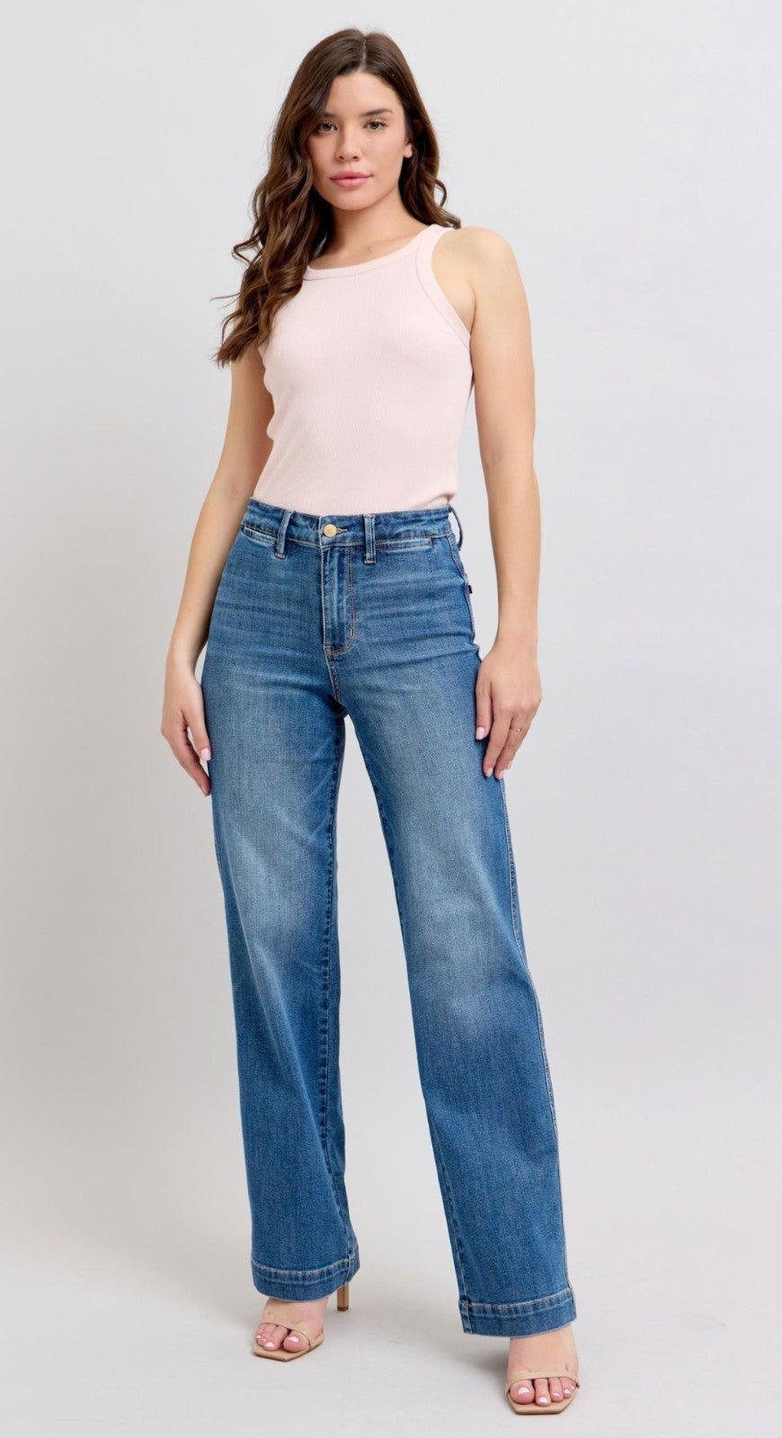 Judy Blue High-Rise Contrast Thread  Straight Fit Jeans