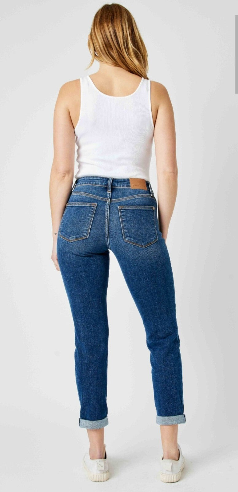 Judy Blue Knee Destroy Cuffed Slim Fit Jeans