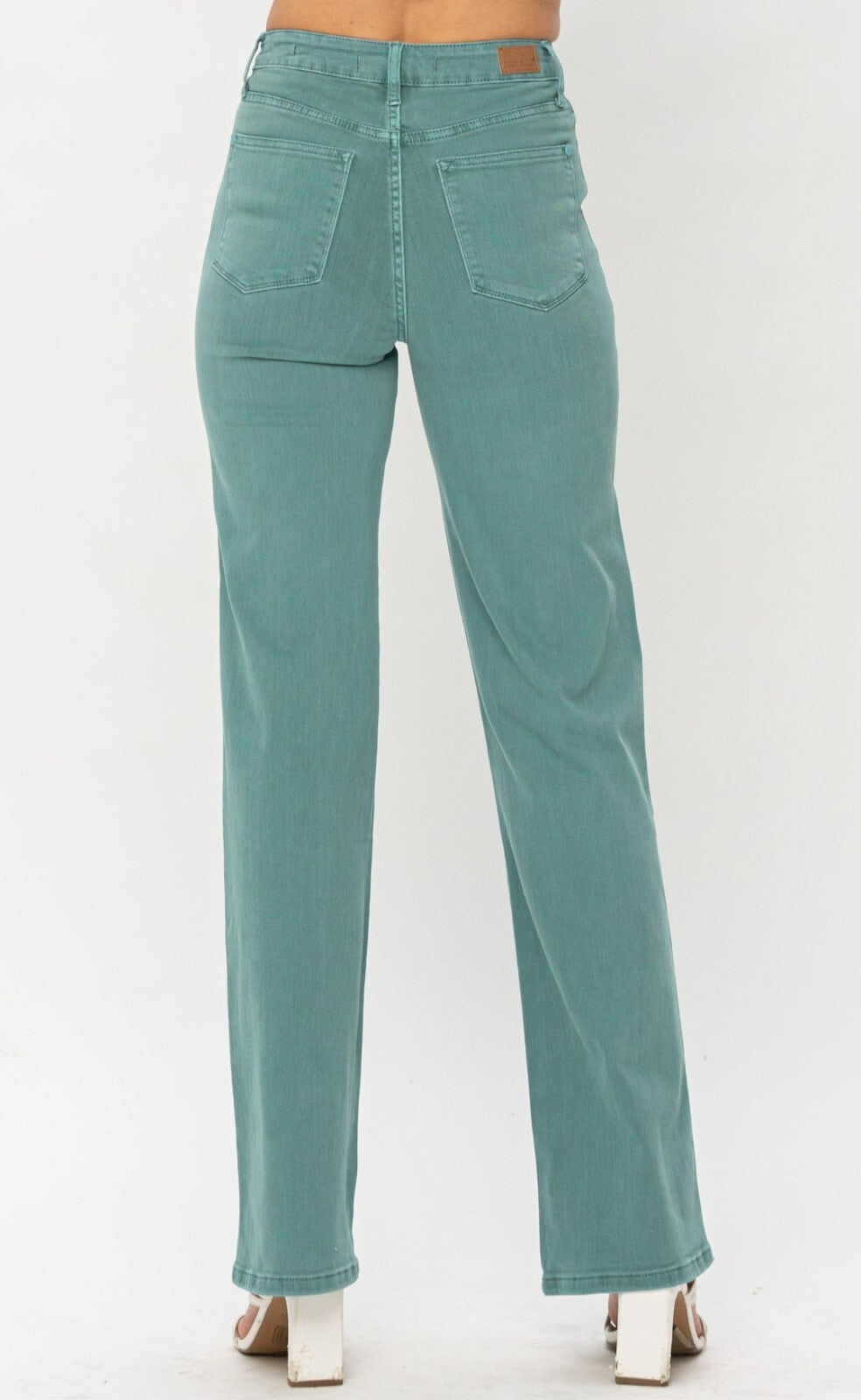 Judy Blue Sea Green High-Rise Straight Fit Jeans